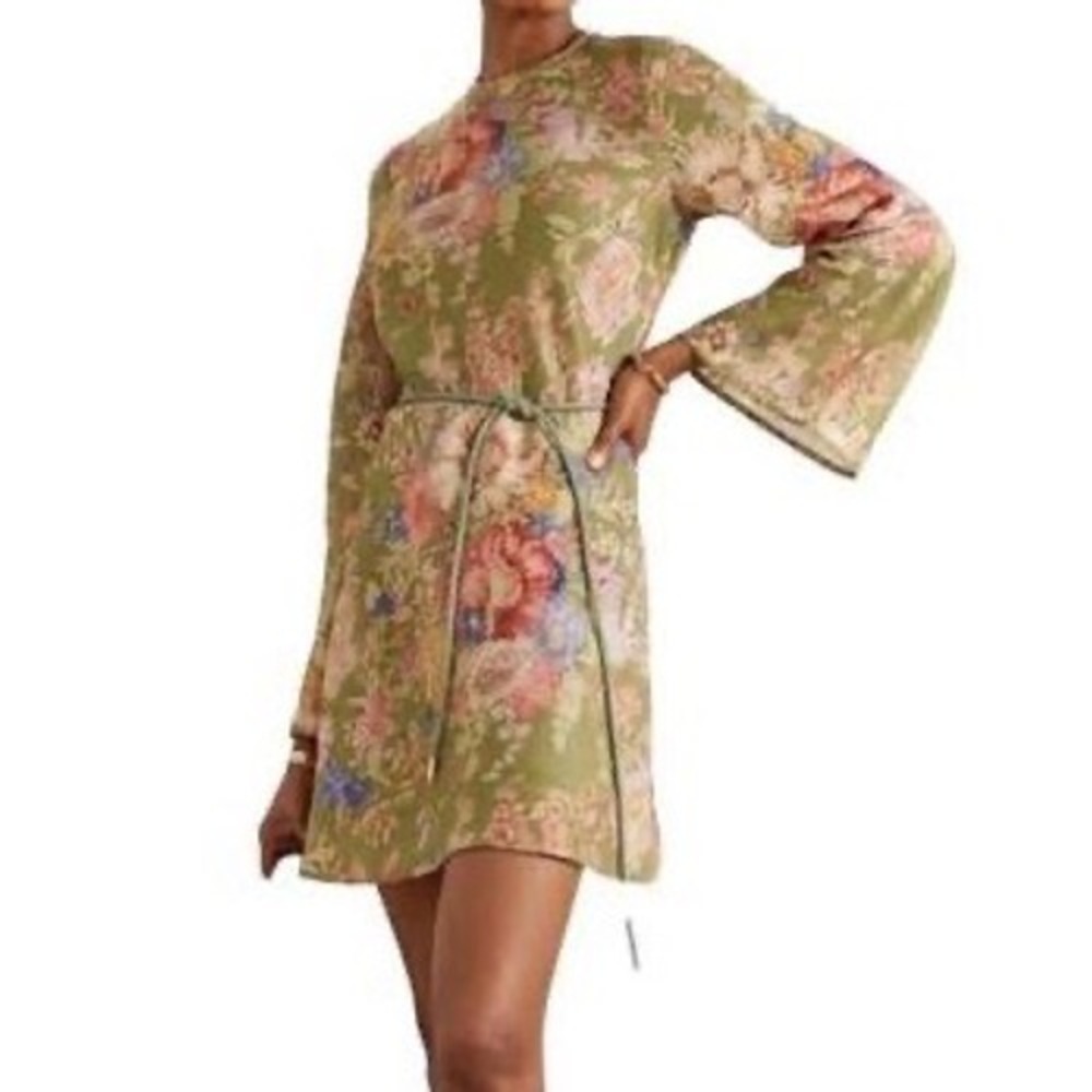 Zimmermann August Sage Floral Bias Mini Dress Size 3 (US 10)